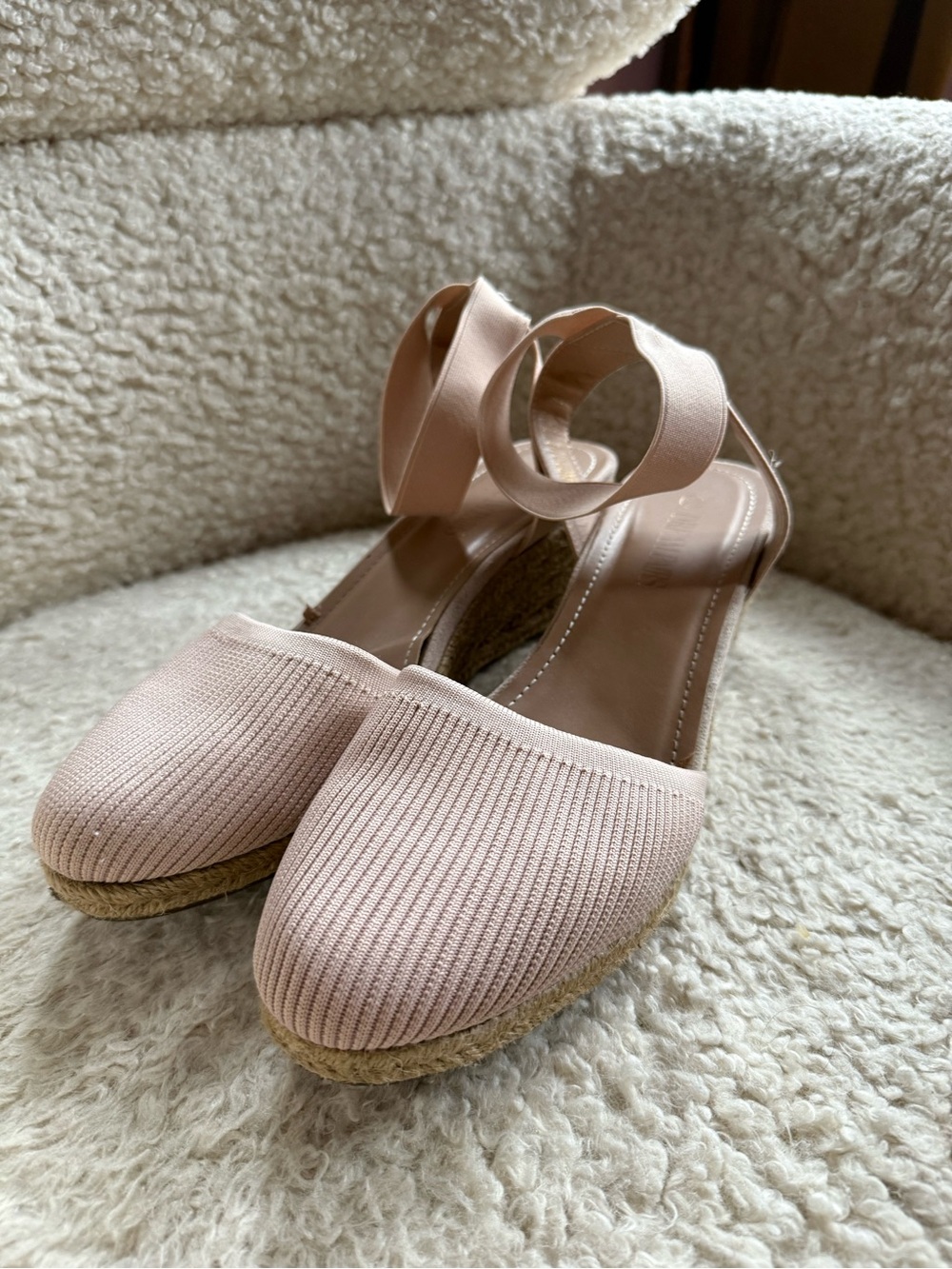 Dream Pairs Blush Pink Espadrille Wedge Sandals with Ankle Strap
